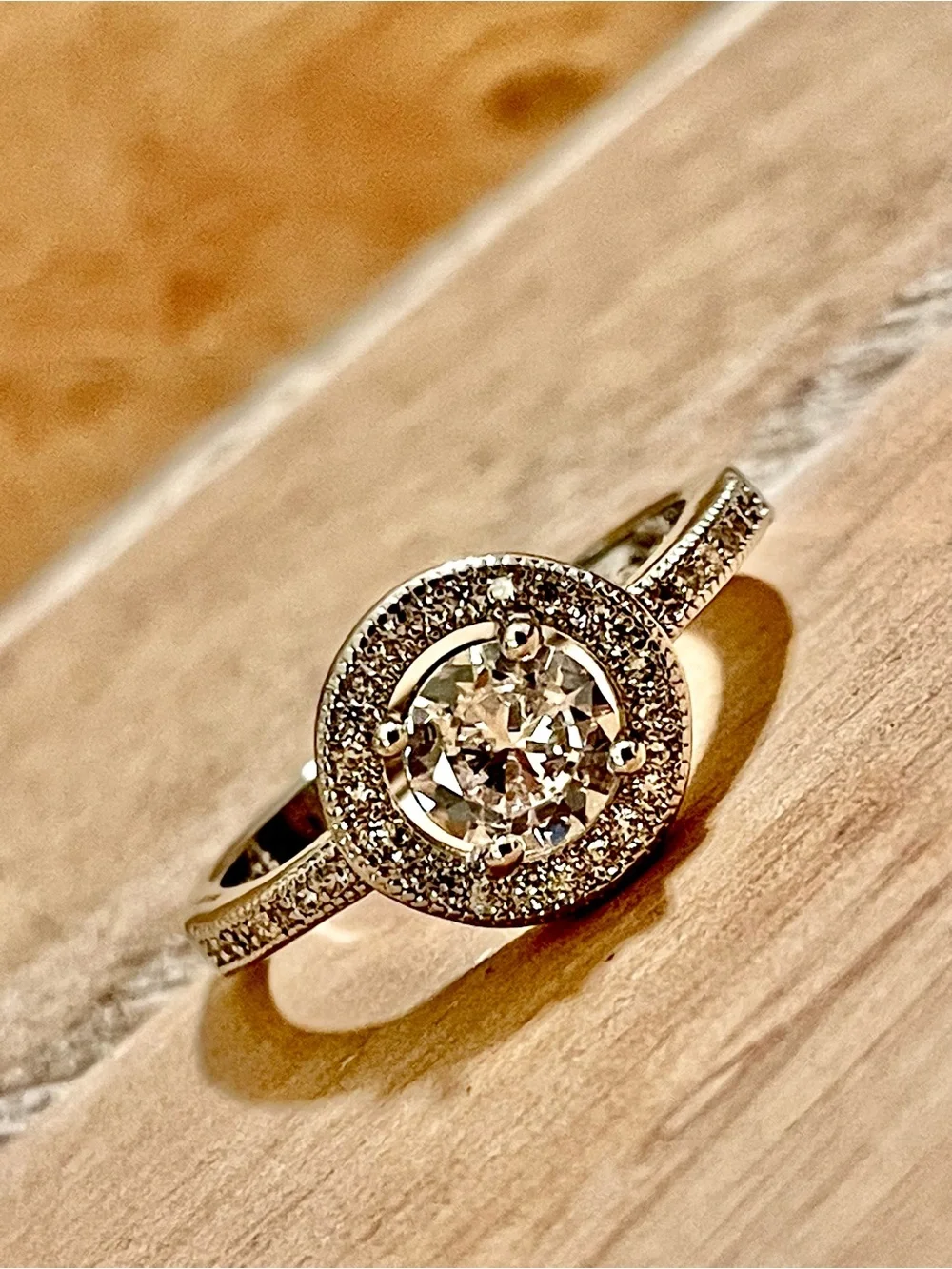 Sparkling Classic Halo Engagement Ring in 935 Silver with Clear Center Stone - Picture 7 of 7